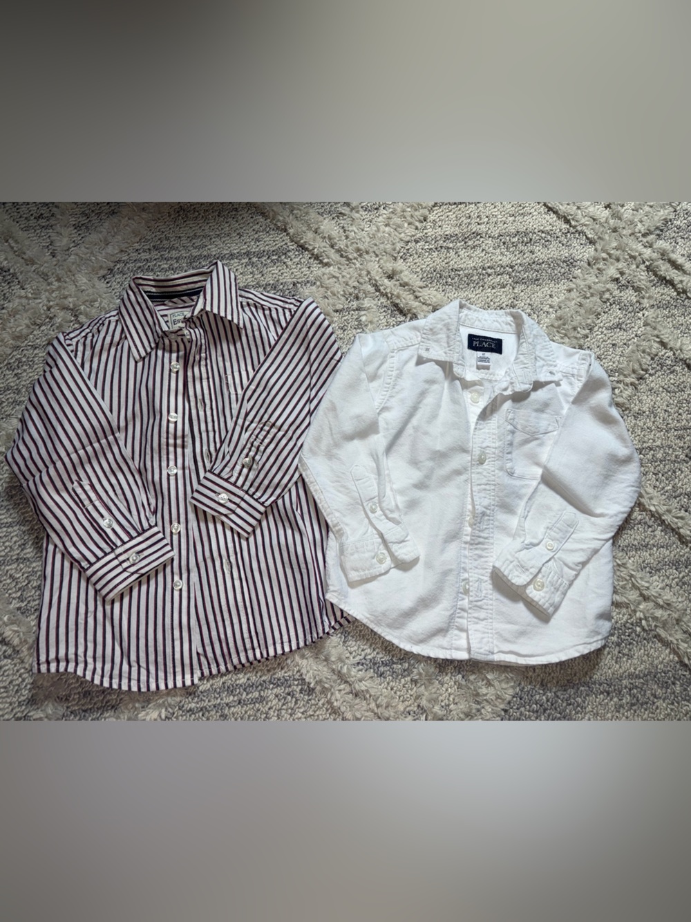 The Children's Place White Button-Front Shirt + Burgundy-Striped Button Down